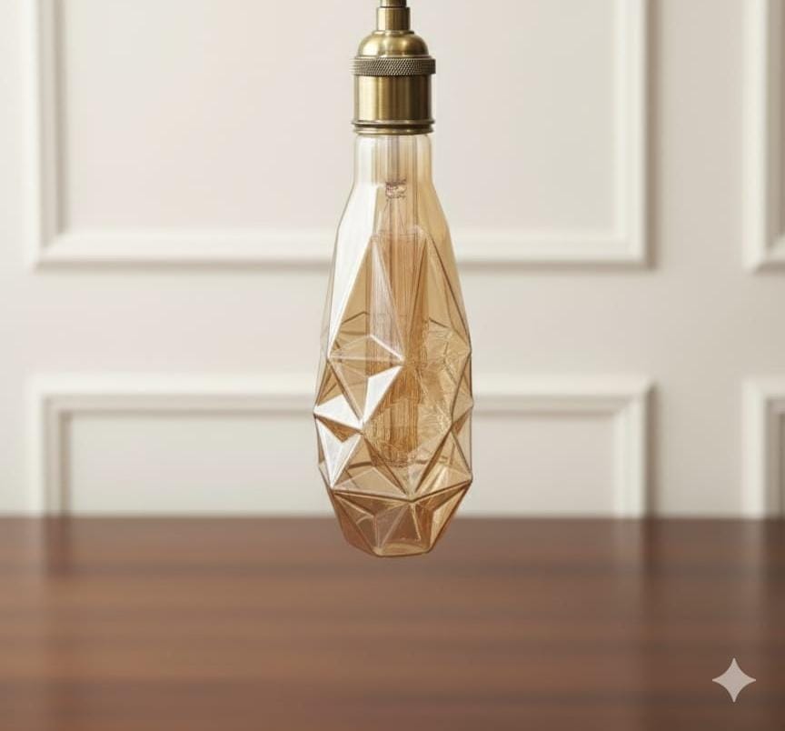 Grand Faceted Diamond Pendant 👑💎 filament bulb💡, 3w⚡