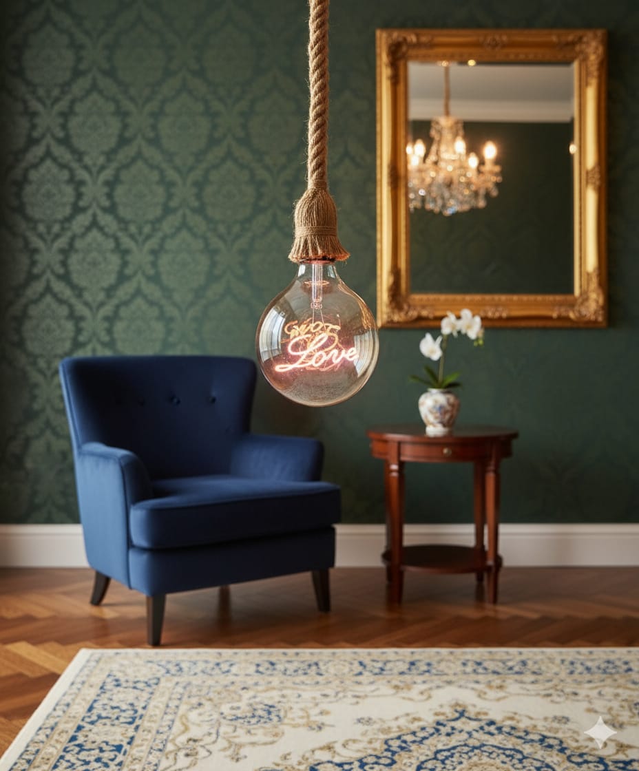 'You Are Love' Neon Rope Pendant ❤️✨ filament bulb💡,  4w⚡