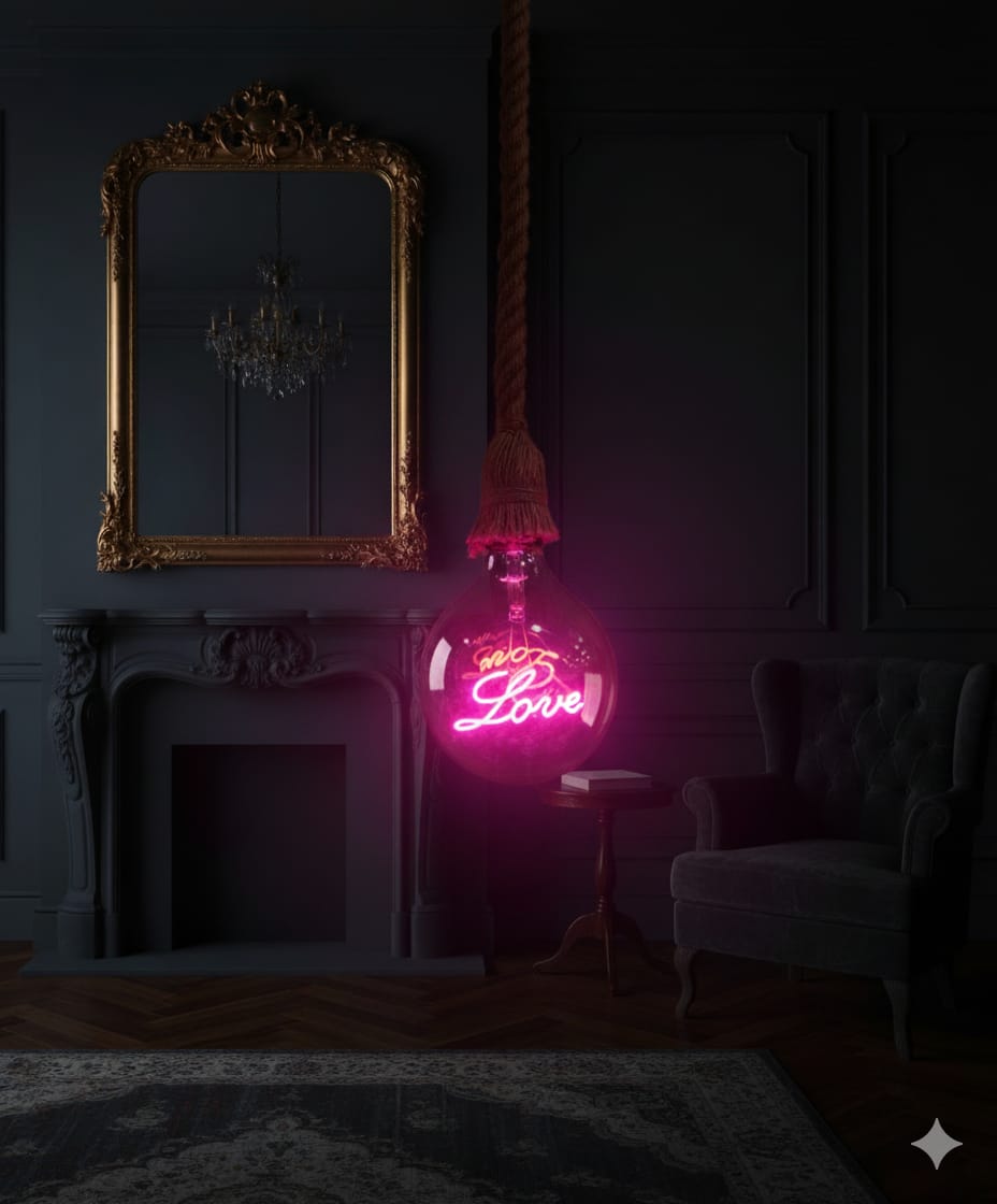 'You Are Love' Neon Rope Pendant ❤️✨ filament bulb💡,  4w⚡