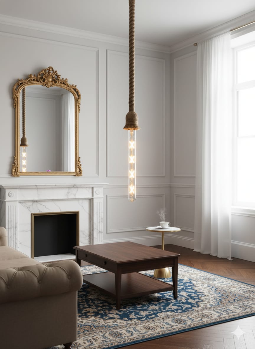 The Heritage Rope Pendant with X-Filament Bulb ✨, 4X design bulb💡,  8w ⚡