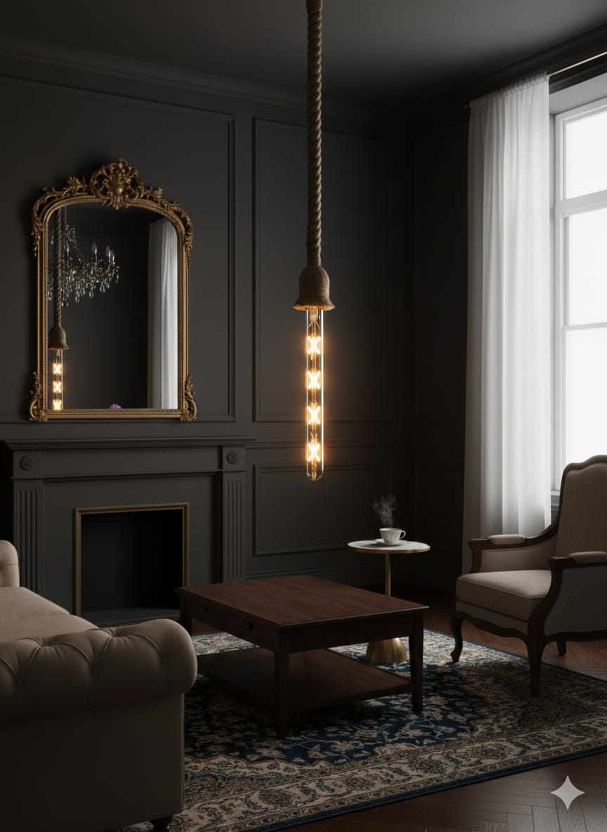 The Heritage Rope Pendant with X-Filament Bulb ✨, 4X design bulb💡,  8w ⚡