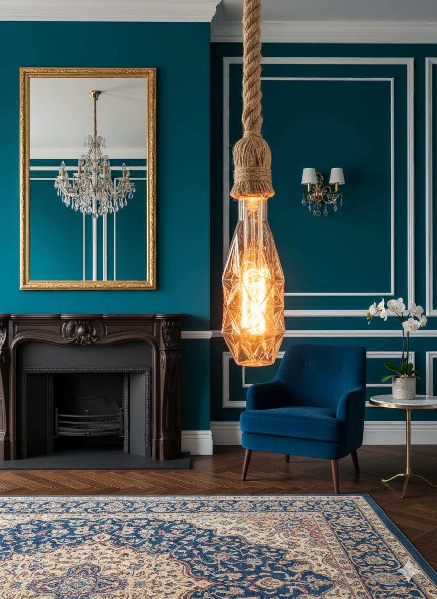 Grand Faceted Diamond Pendant 👑💎 filament bulb💡, 3w⚡