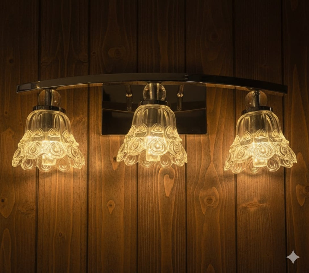 Triple Glass Vanity Sconce 🌸✨, Flower Mirror light💡, 🌈3in1