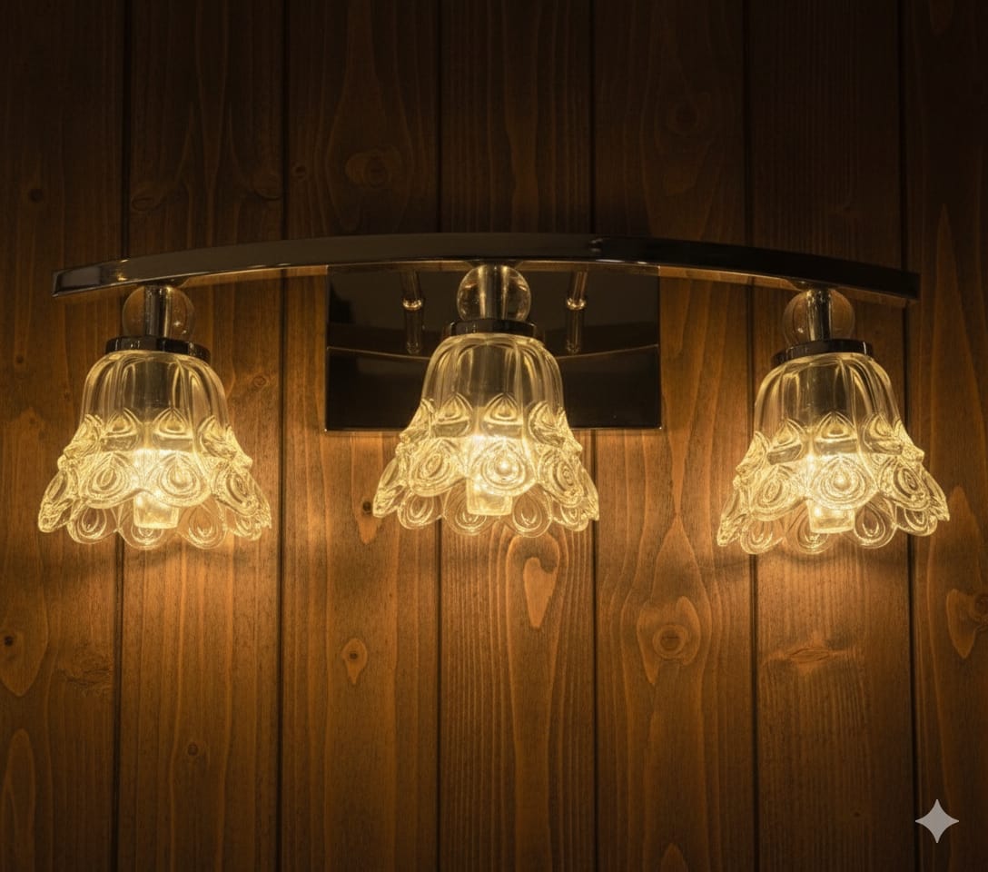 Triple Glass Vanity Sconce 🌸✨, Flower Mirror light💡, 🌈3in1