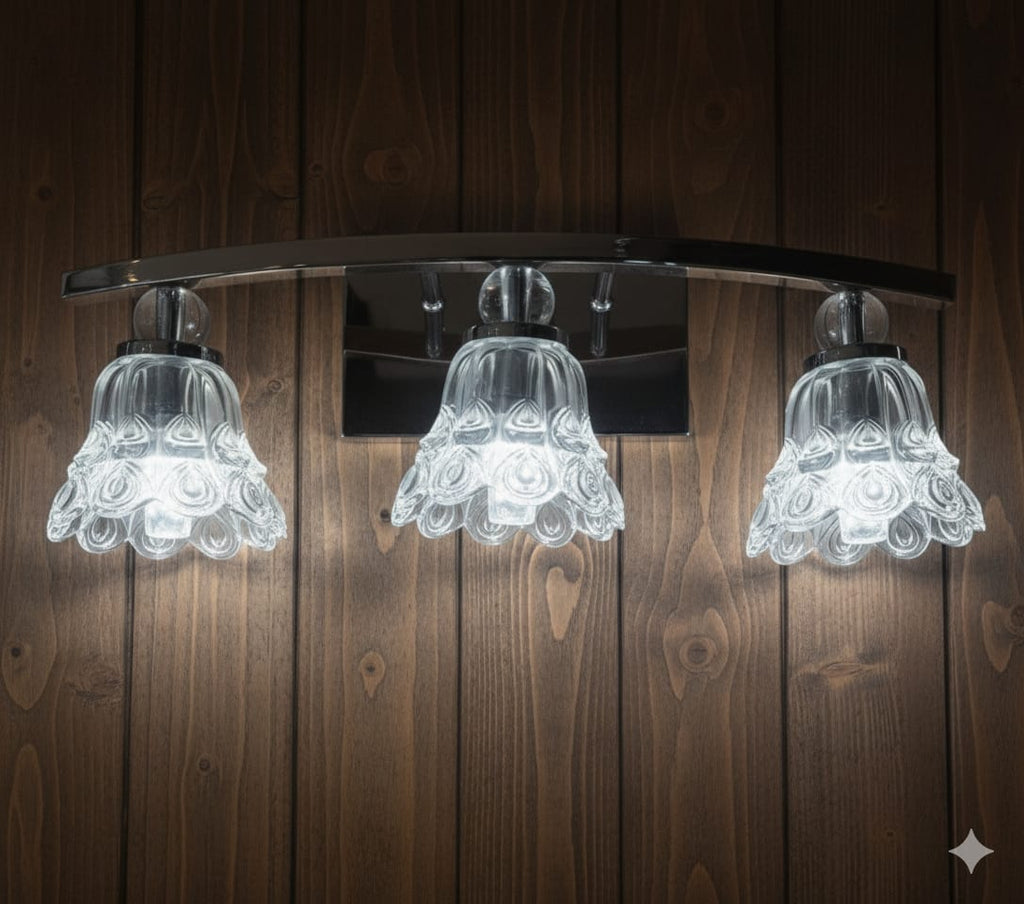 Triple Glass Vanity Sconce 🌸✨, Flower Mirror light💡, 🌈3in1