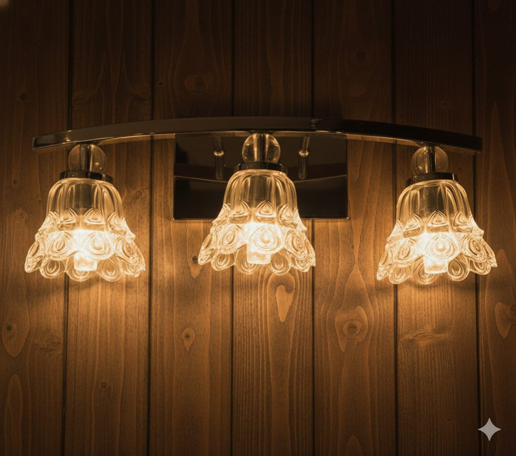 Triple Glass Vanity Sconce 🌸✨, Flower Mirror light💡, 🌈3in1