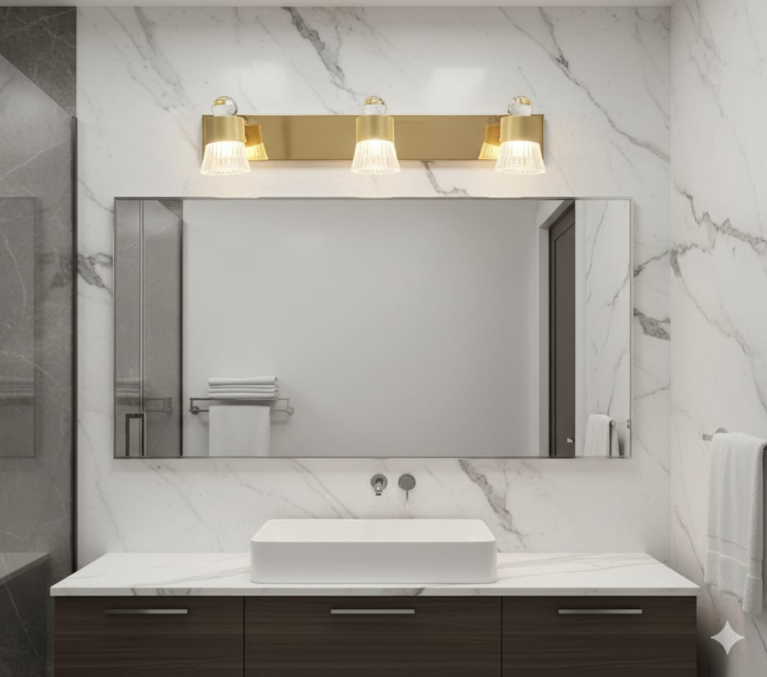 Black &amp; Brass Cylinder Sconce 👑✨, Goldish mirror light💡, 🌈3in1 (Golden, natural, white)