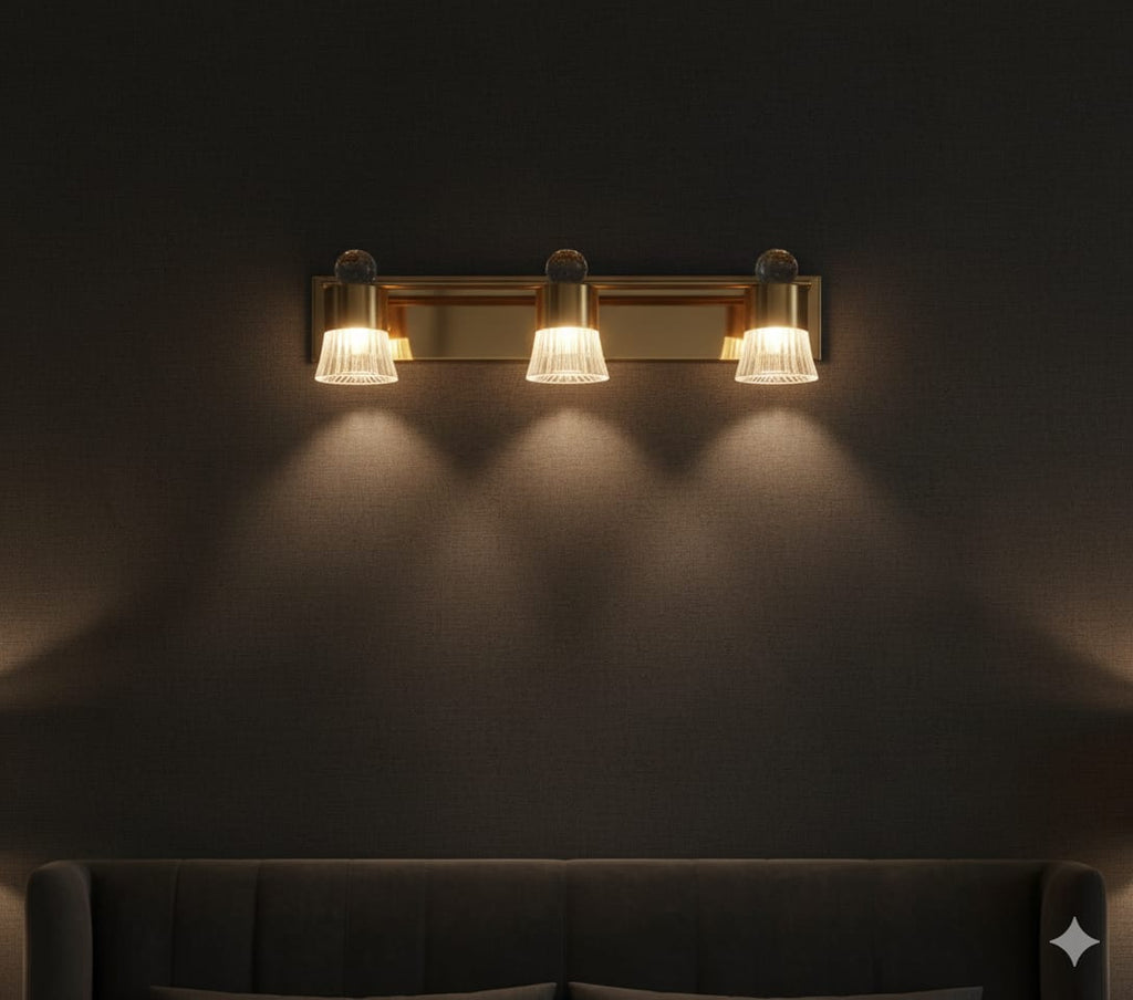 Black &amp; Brass Cylinder Sconce 👑✨, Goldish mirror light💡, 🌈3in1 (Golden, natural, white)