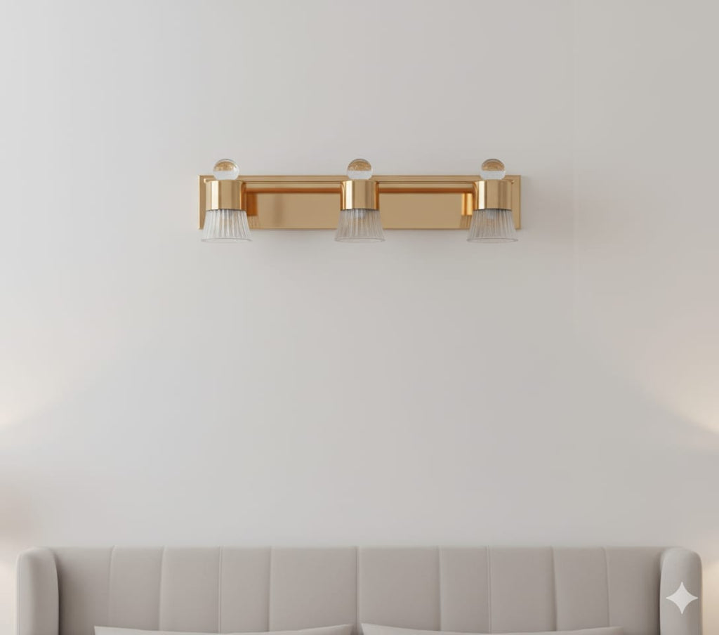 Black &amp; Brass Cylinder Sconce 👑✨, Goldish mirror light💡, 🌈3in1 (Golden, natural, white)