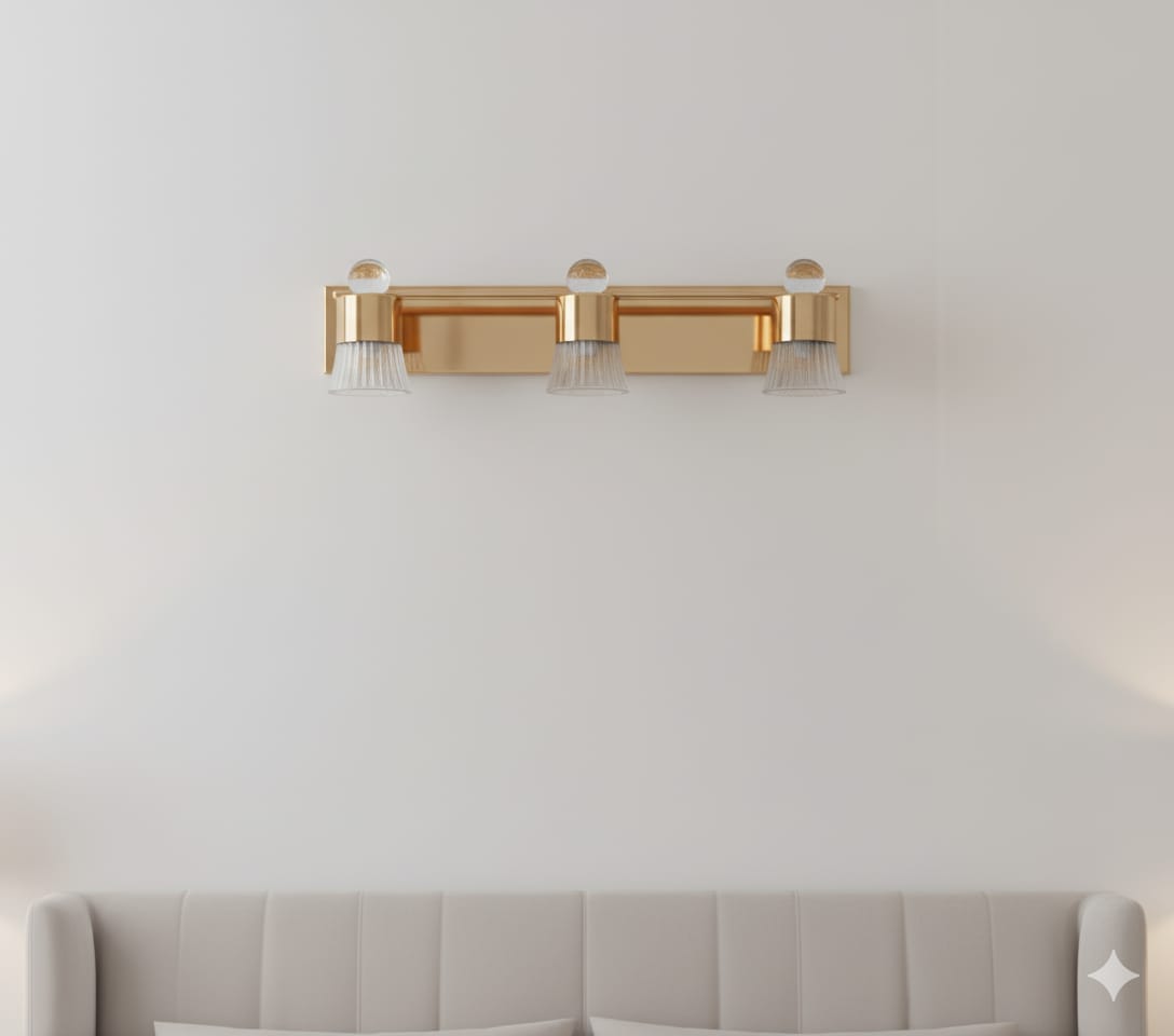 Black &amp; Brass Cylinder Sconce 👑✨, Goldish mirror light💡, 🌈3in1 (Golden, natural, white)
