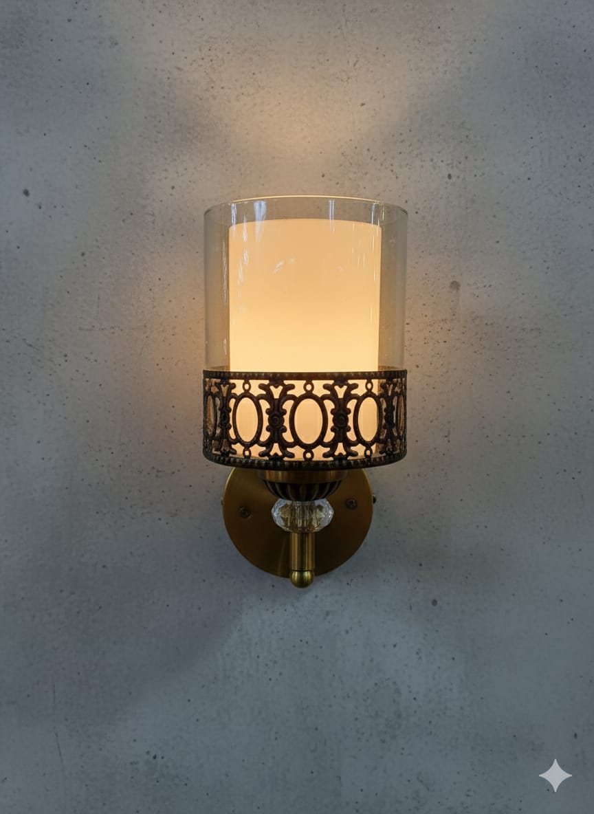 🌸 Royal Aura Wall Lamp – Elegant Gold & Crystal LED Sconce for Living Room, Bedroom & Hallway