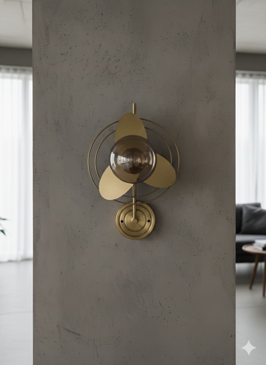 🌟 Retro Orbit Gold Wall Lamp – Modern Industrial LED Sconce for Living Room, Bedroom & Hallway