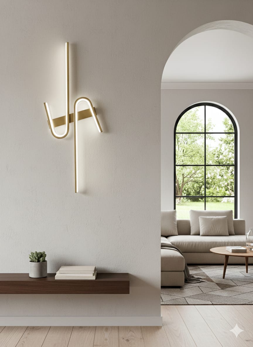 🔥 Aurora Arc LED Wall Light – Modern Sculptural Gold Wall Lamp for Living Room, Bedroom & Hallway