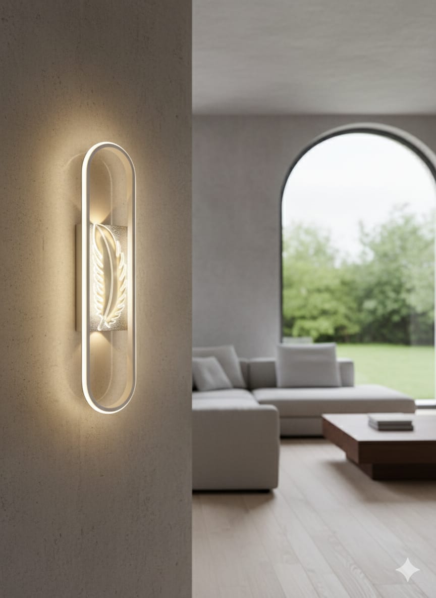 ✨ Feather Glow LED Wall Light – Modern Elegant Wall Lamp for Living Room, Bedroom & Hallway