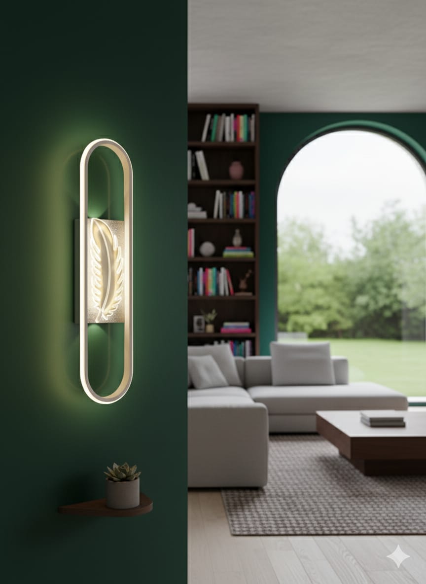 ✨ Feather Glow LED Wall Light – Modern Elegant Wall Lamp for Living Room, Bedroom & Hallway