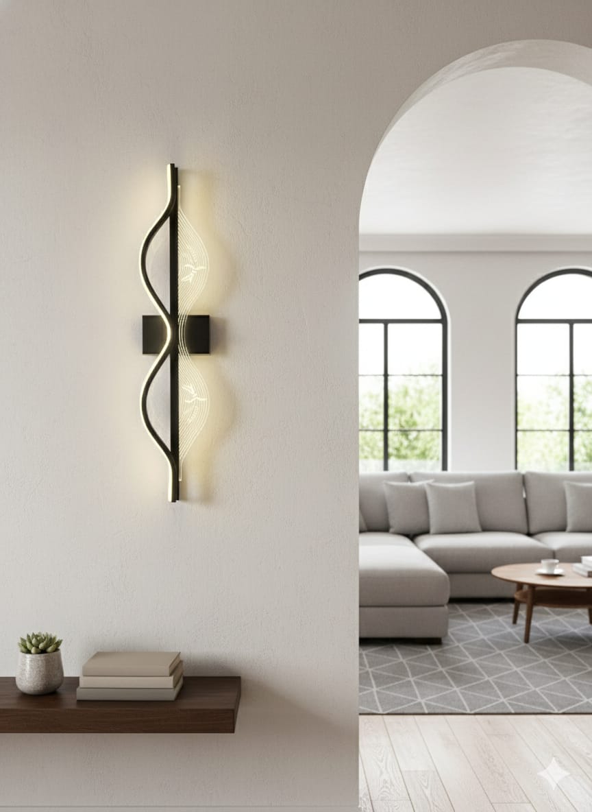 ✨ Modern Wave LED Wall Light – Artistic Minimalist Wall Lamp for Living Room, Bedroom & Hallway