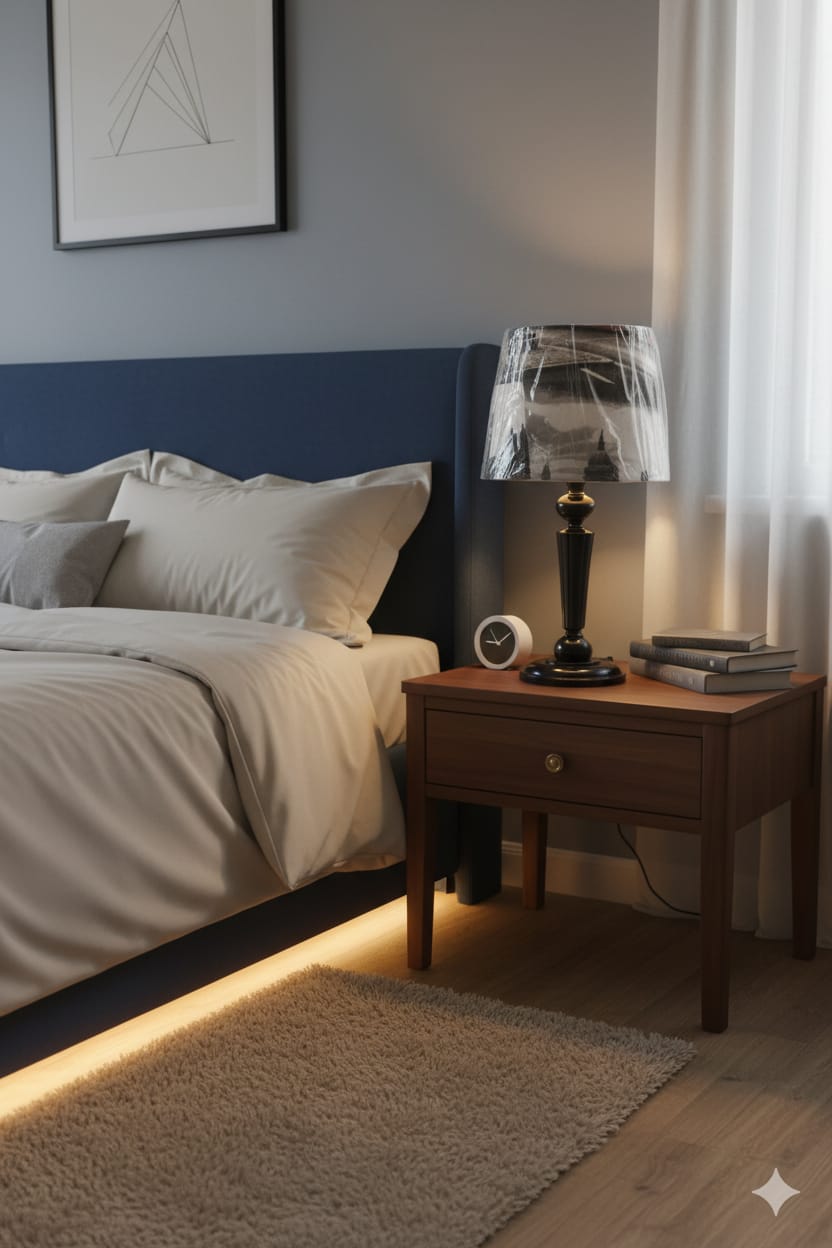 🌙 Elegant Black Bedside Lamp – Warm Glow for Cozy Nights ✨