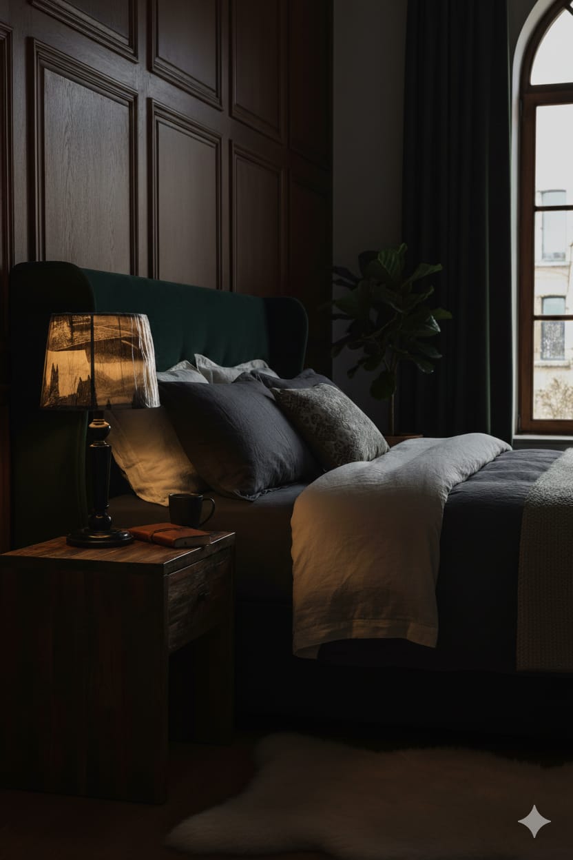 🌙 Elegant Black Bedside Lamp – Warm Glow for Cozy Nights ✨