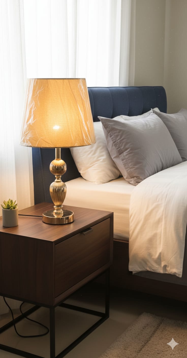 ✨ Luxury Golden Bedside Lamp – Warm Glow for Modern Bedrooms 💛
