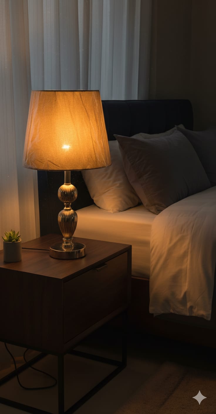 ✨ Luxury Golden Bedside Lamp – Warm Glow for Modern Bedrooms 💛