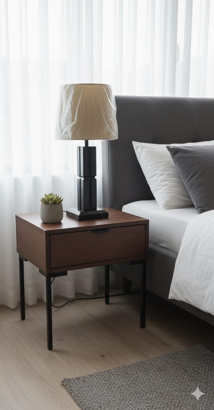 🛋️ Modern Black Table Lamp with Warm Fabric Shade – Elegant Home Decor ✨