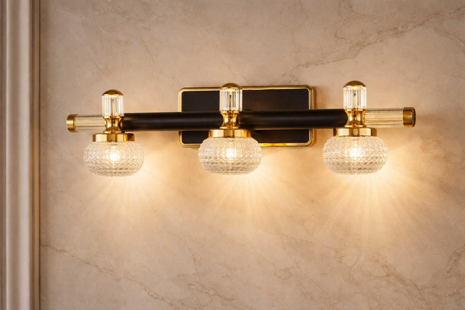 Elegant Triple-Head Picture Light – Golden Finish