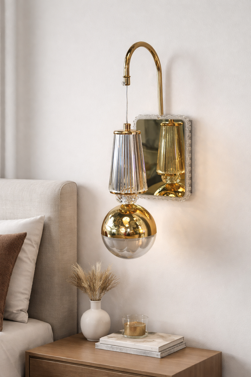 Modern Golden Crystal Wall Light