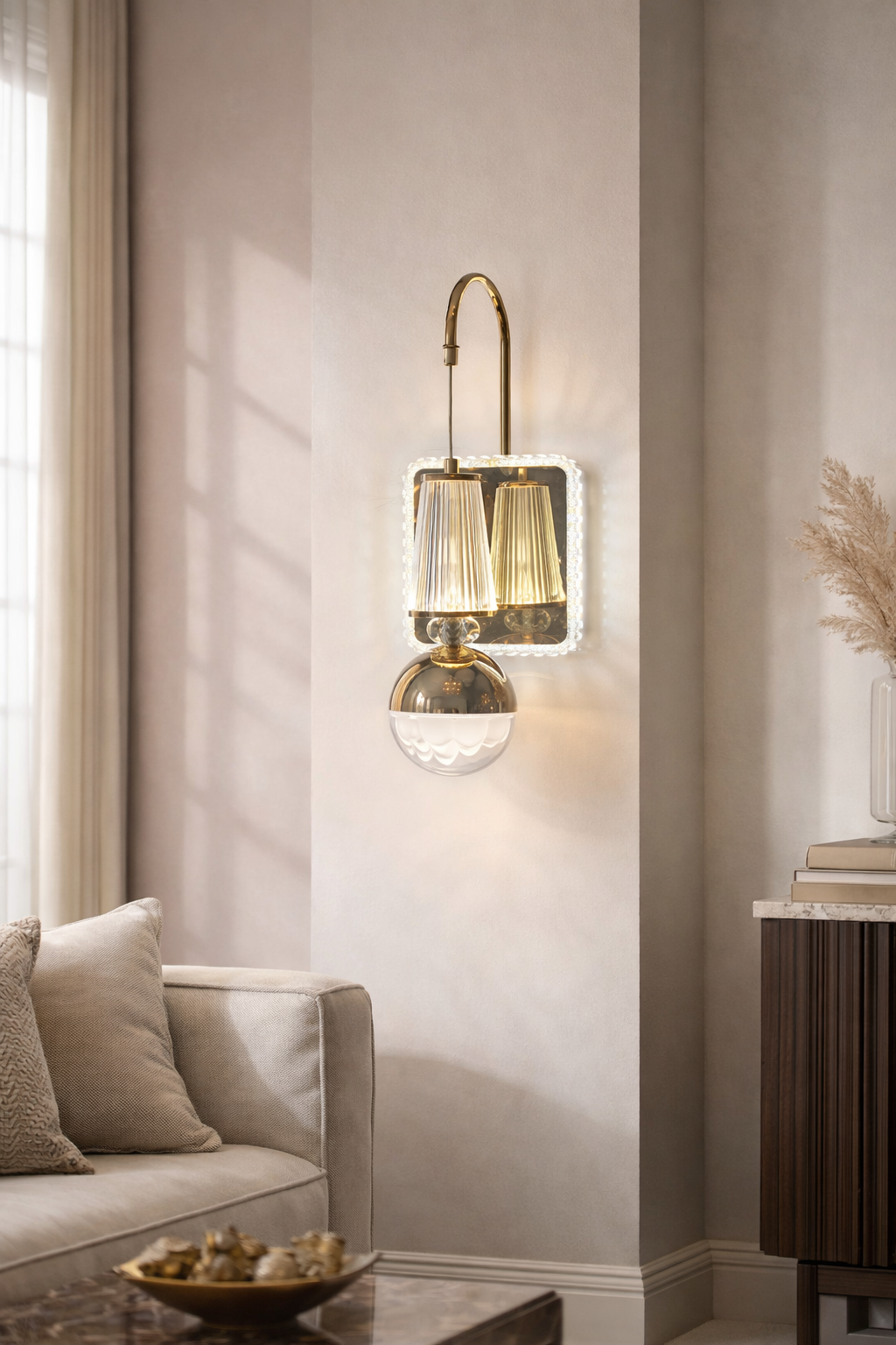Modern Golden Crystal Wall Light