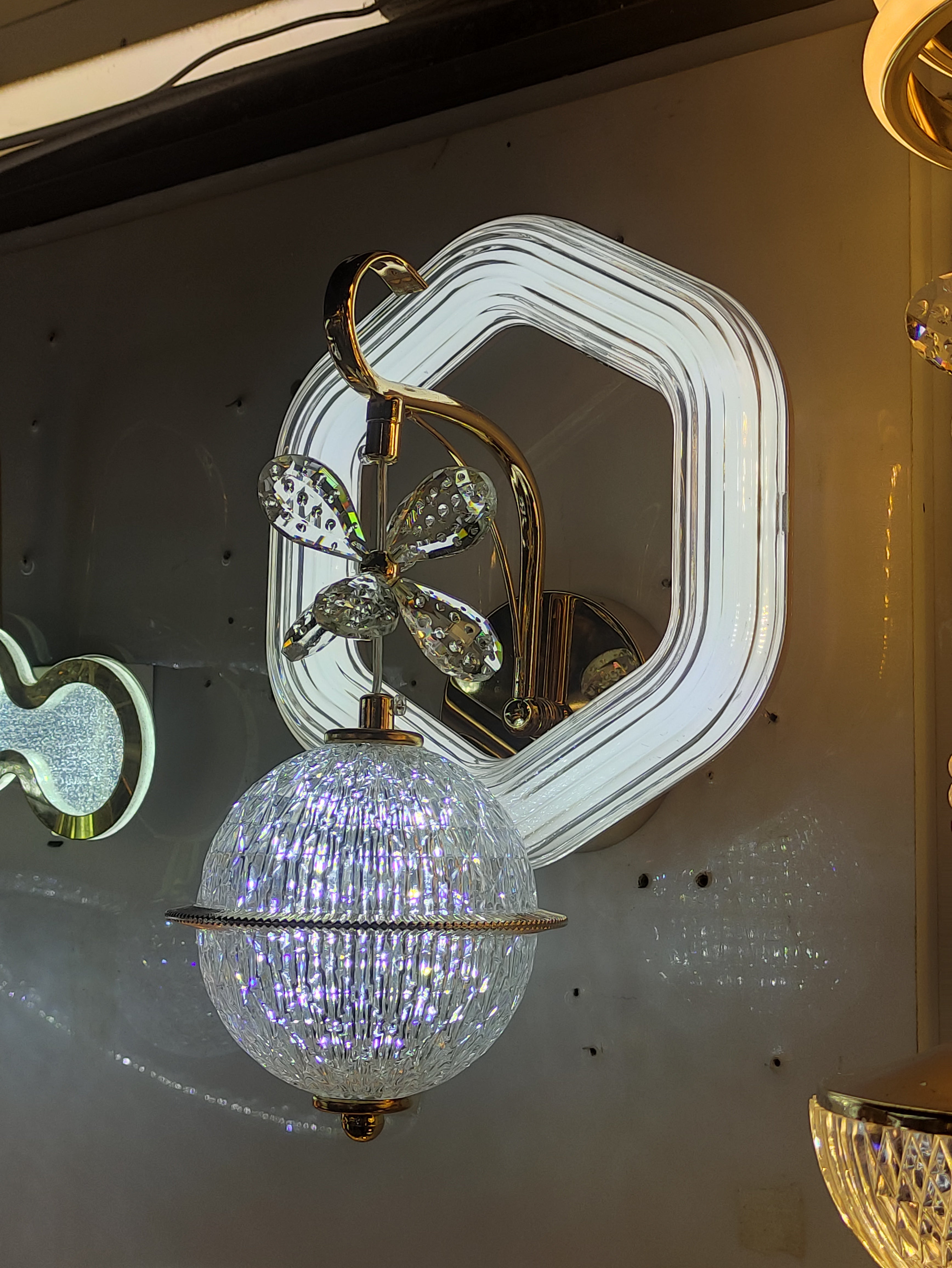 💡 Luxury Crystal Globe Wall Light – Elegance in Every Glow 🌟, 🌈3in1 (Golden, natural, white)