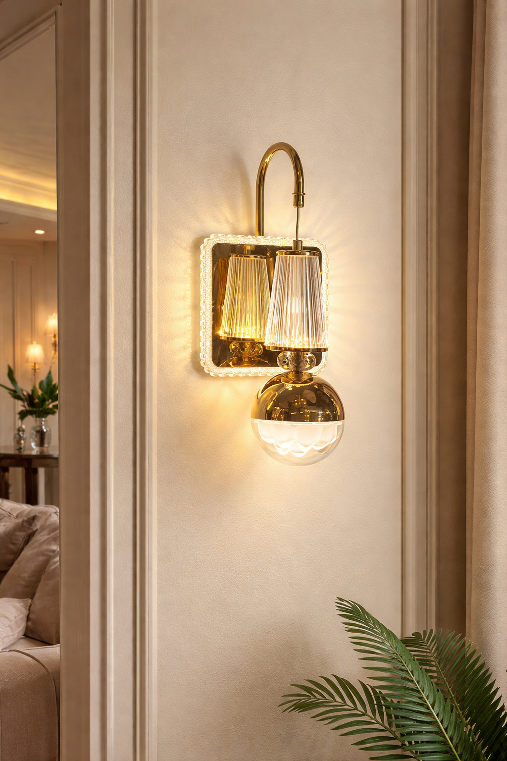 Modern Golden Crystal Wall Light